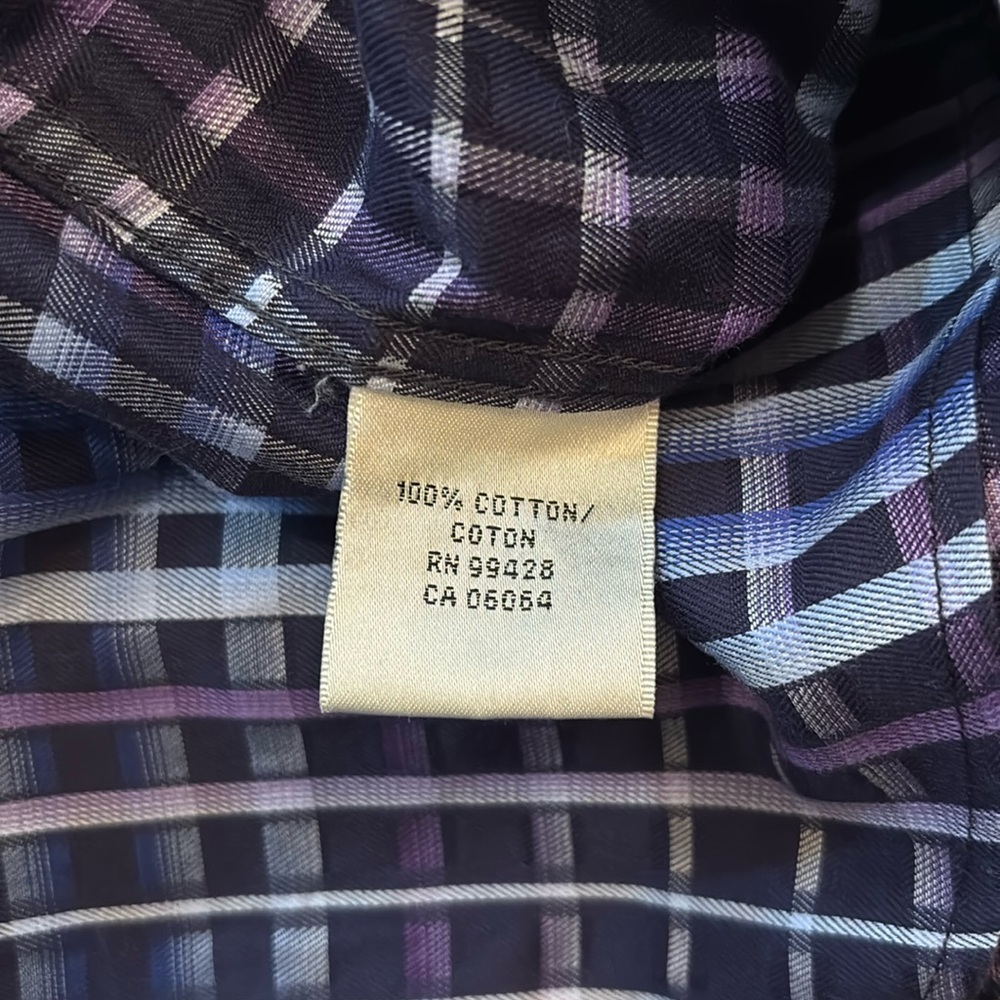 Bugatchi Men’s Size L Blue and Purple Casual Button Down Shirt Shaped Fit‎ - Picture 11 of 13